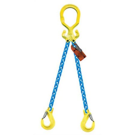Grabiq Double Leg 7/32 in Adjstbl Chain Slng MG2-EGKN, 10ft L, 5500lb WLL G-7/32-MG2-EGKN-10